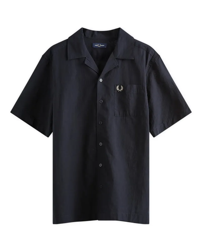 Fred Perry Strukturiertes, Leichtes, Marineblaues Urlaubshemd Marineblau