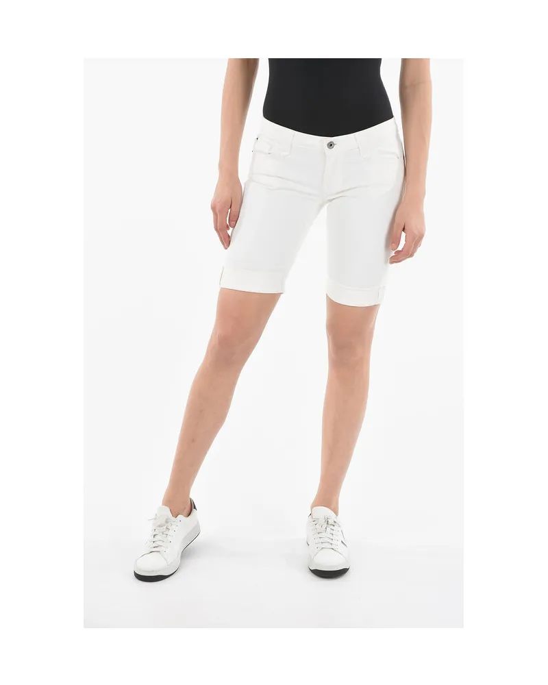 Woolrich 5-Pocket-Jeans-Stretch-Shorts mit Logo-Knopf in Weiß Weiß