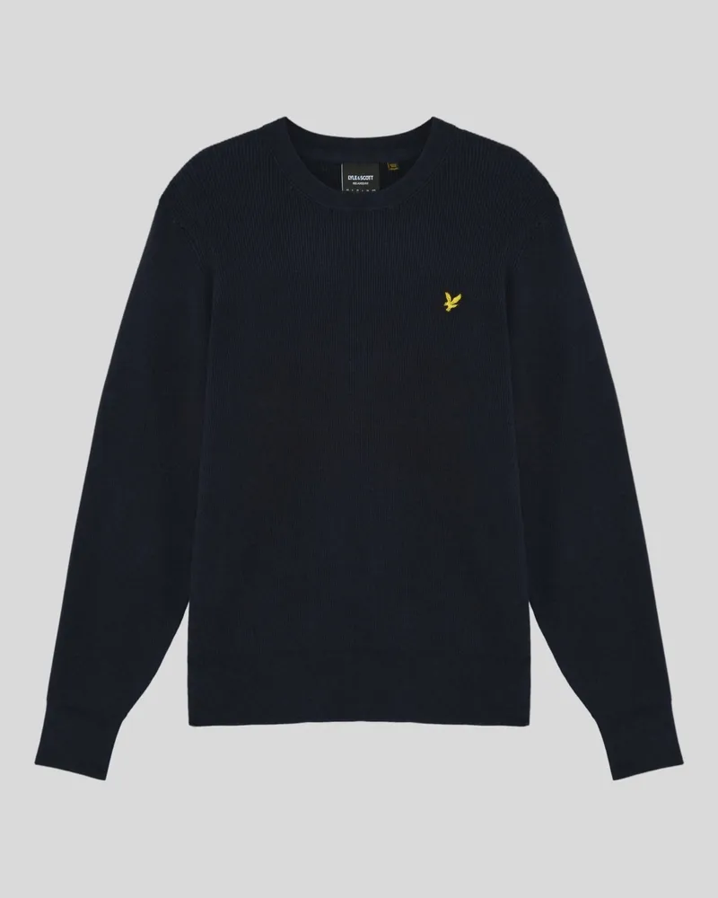 Lyle & Scott Relaxed Rippstrick-Rundhalspullover Marineblau