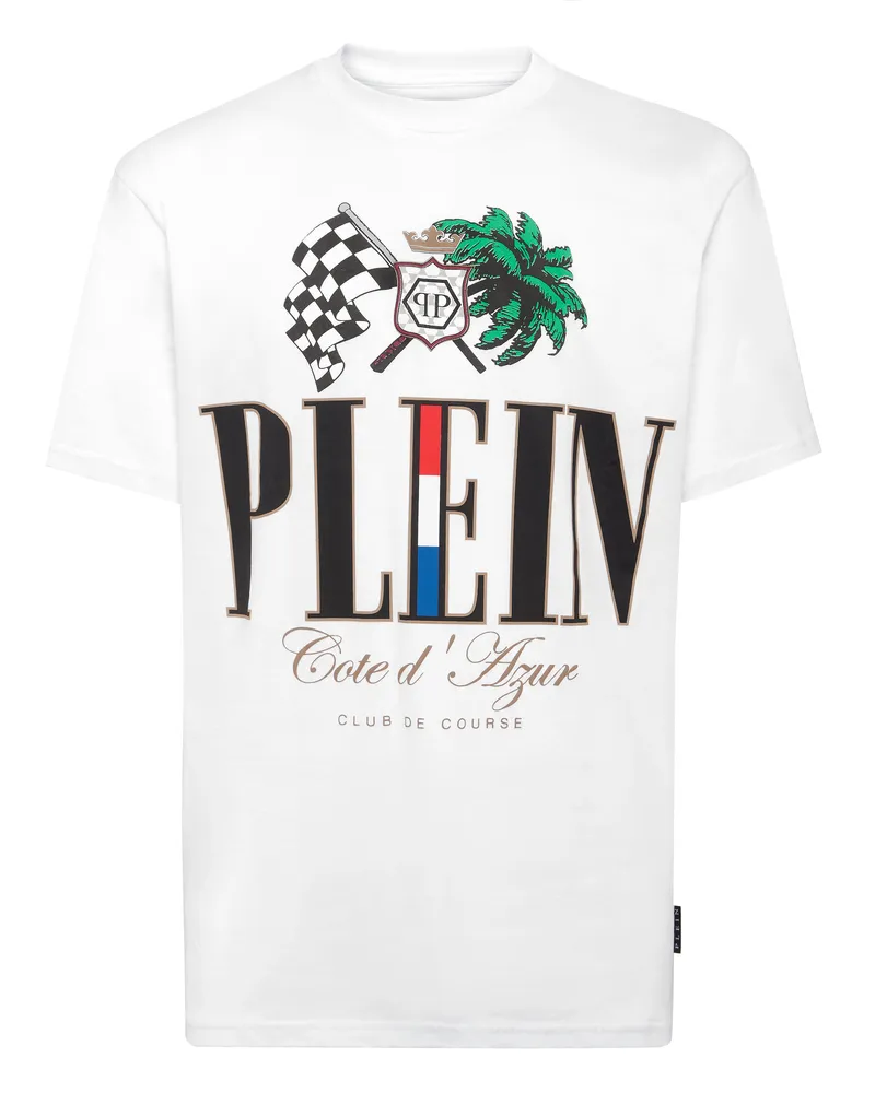 Philipp Plein T-Shirt Rundhalsausschnitt D Azur Weiß