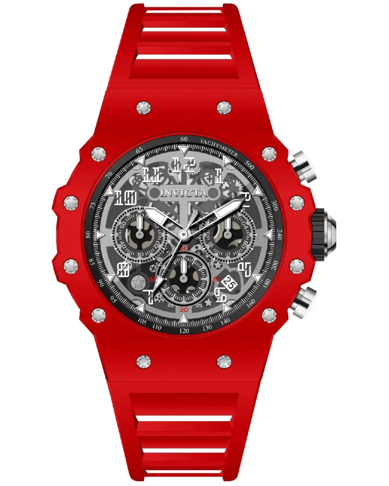 Invicta Racing 69676 Herrenuhr - Quarzwerk - Acryl mit silbernem Zifferblatt - 43 mm Rot
