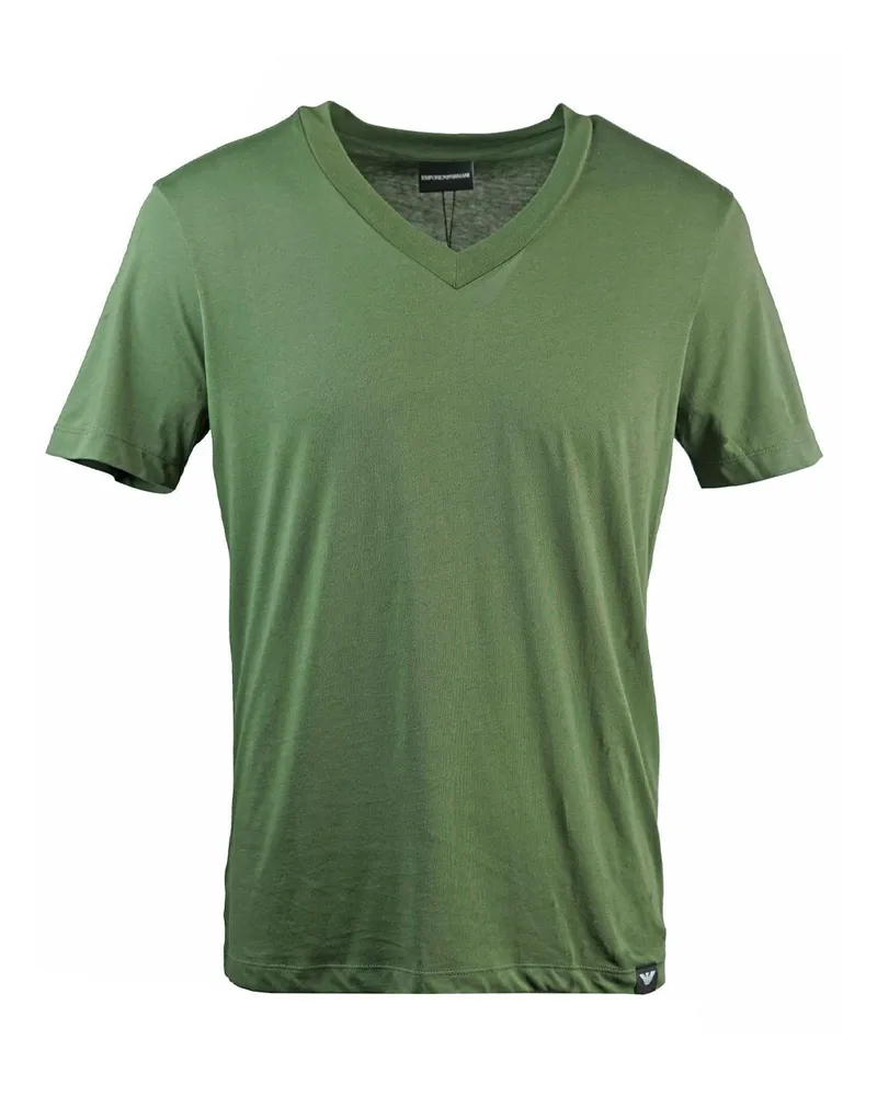 Emporio Armani T-Shirt für Herren/Damen Unisex, V-Ausschnitt (Grün Grün