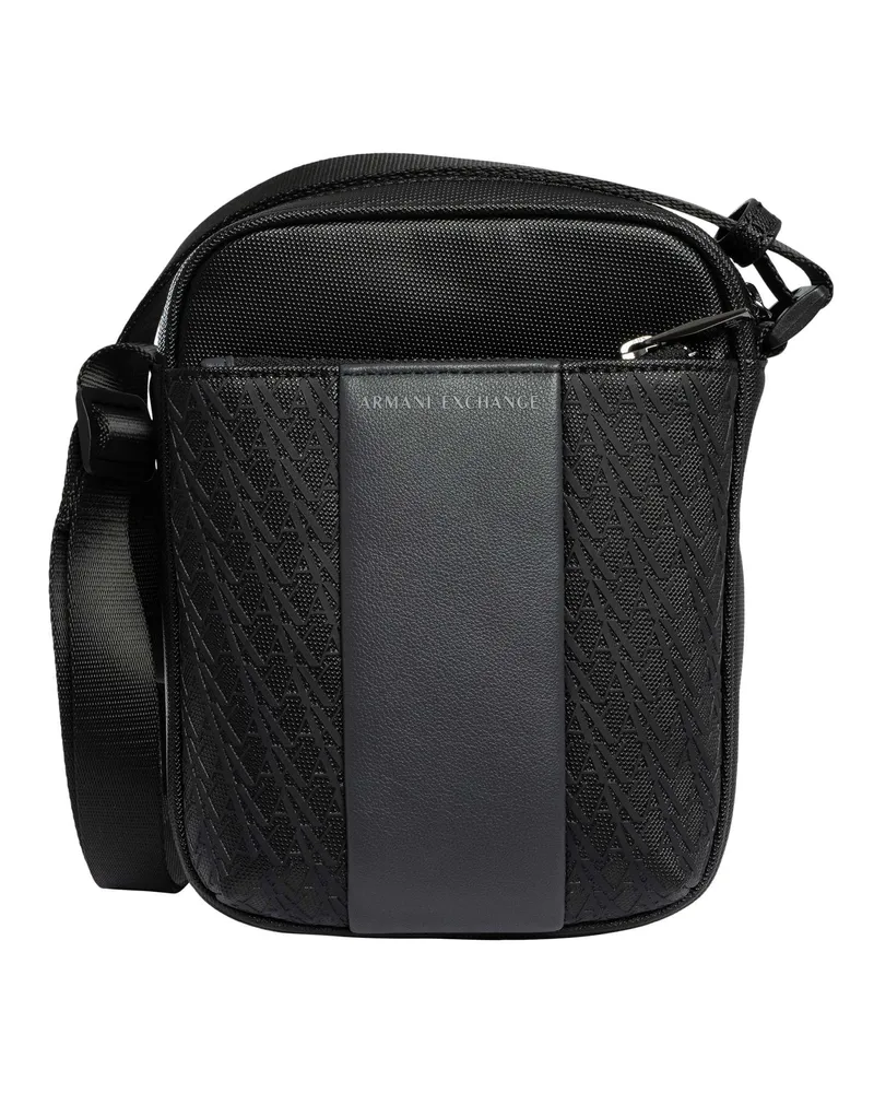 Armani Exchange Marken-Umhängetasche, Schwarz Schwarz