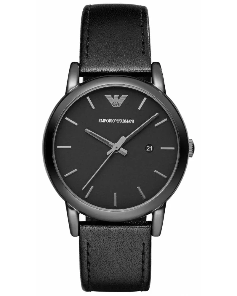Emporio Armani AR1732 Luigi Classic Schwarz Lederband Herrenuhr Schwarz