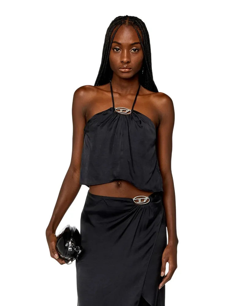 Diesel Ärmelloses Oberteil für Damen, Neckholder, leger (Samtschwarz Schwarz