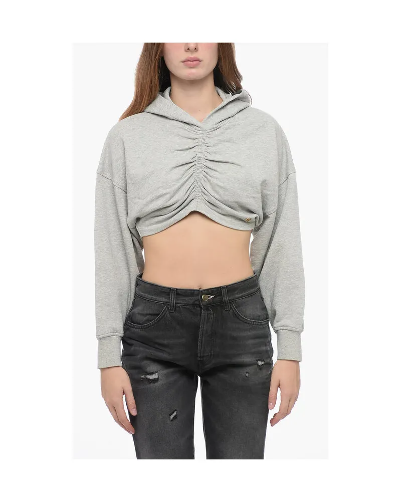 Palm Angels Kurzer Hoodie aus Baumwolle in Grau Grau