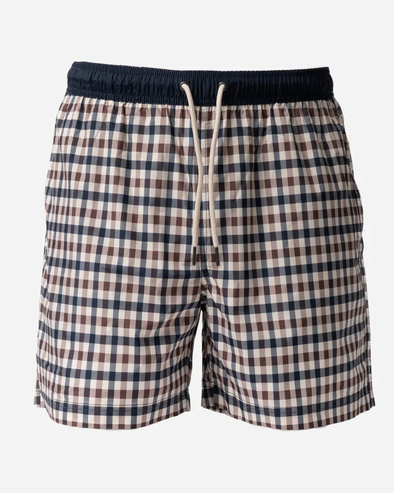 Aquascutum Ikonische Volley Badehose - Club Check Taille Badehose in Dunkelblau Dunkelblau