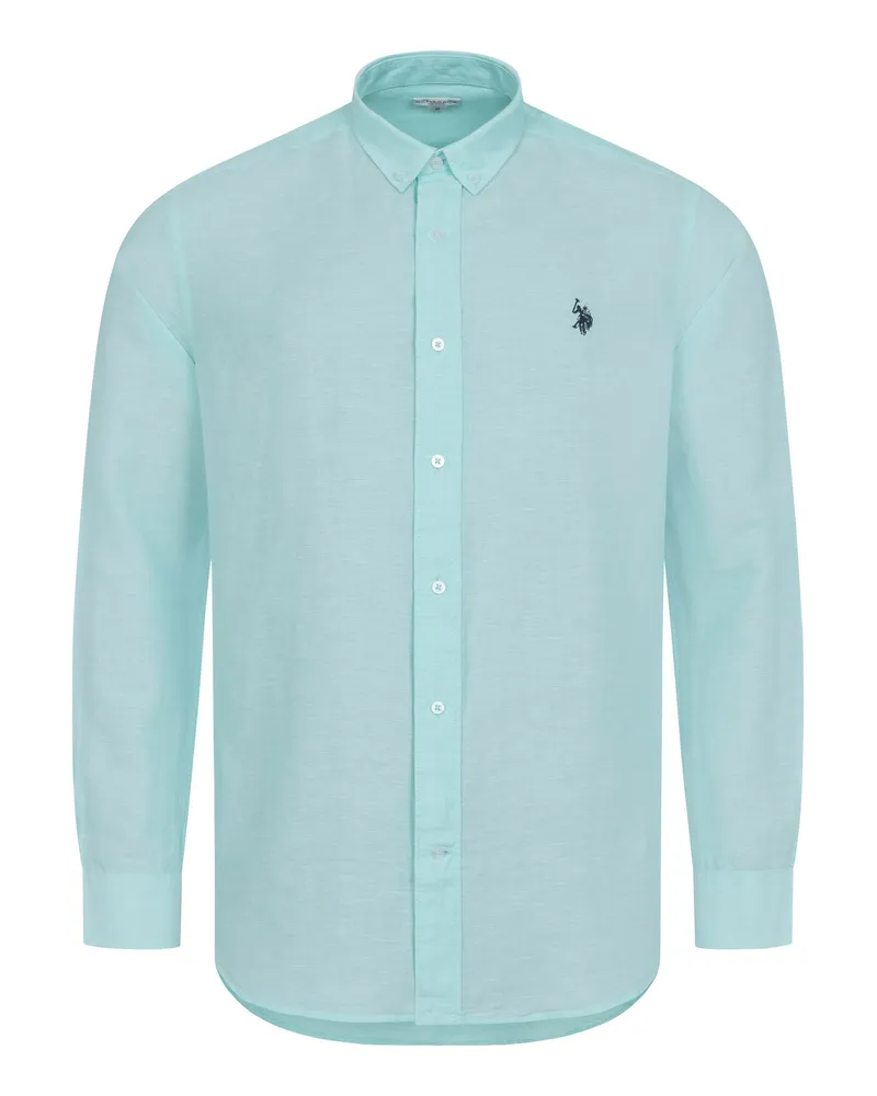 U.S. Polo Assn.  Herrenhemd aus Leinen-Baumwollmix - Blau Blau
