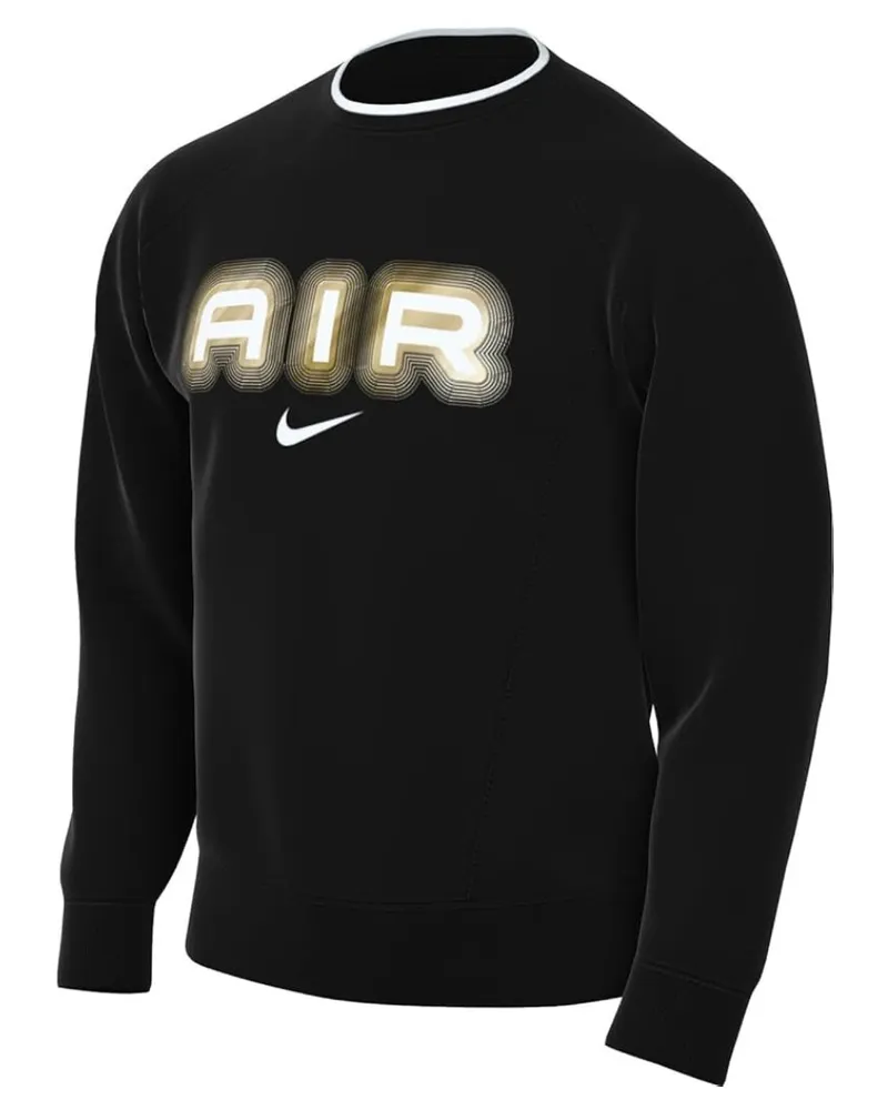Nike Air Fleece-sweatshirt Mit Rundhalsausschnitt, Schwarz Schwarz