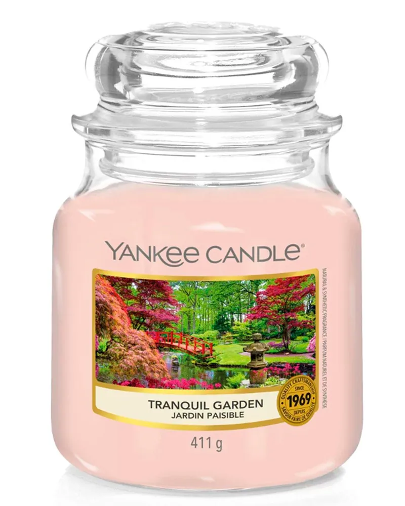Yankee Candle Original Mittlere Glasduftkerze Ruhiger Garten, 411g 