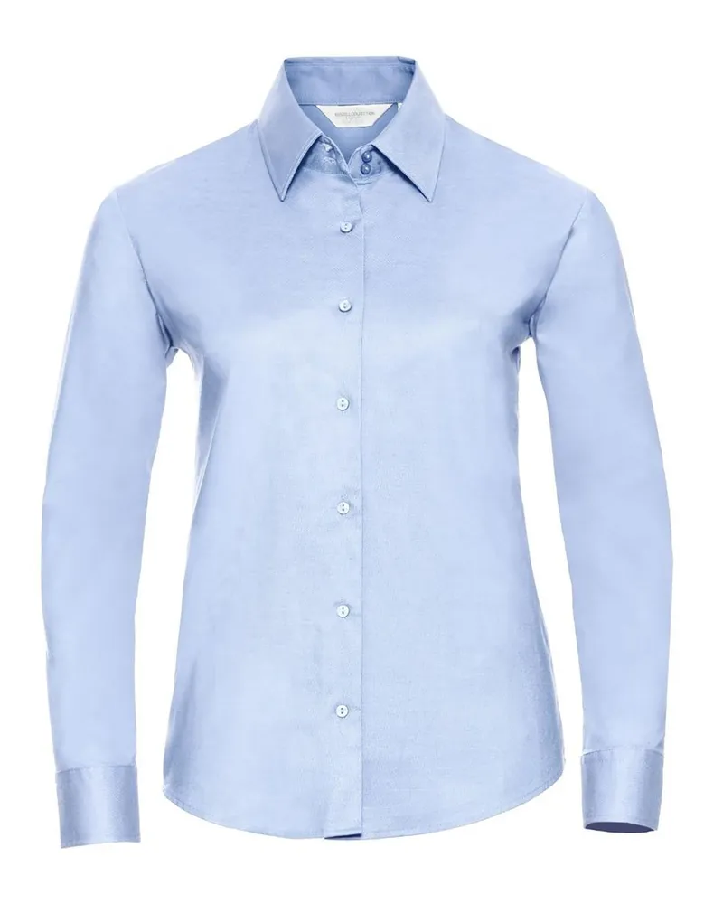 Russell Athletic Russell Collection Easy Care Oxford Bluse, Langarm (Hellblau Blau