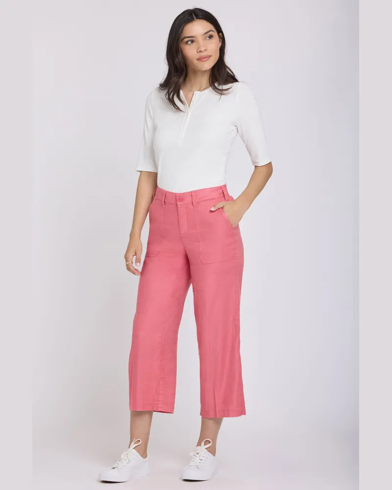 NYDJ not your daughter's Jeans  Weite Cargo-Capri-Hosen aus Stretch-Leinen Rosé