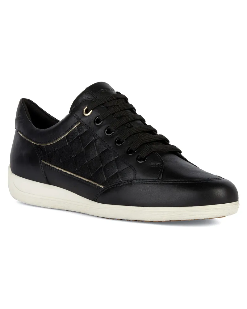 Geox D MYRIA Kunstleder Damenschwarze Turnschuhe Schwarz