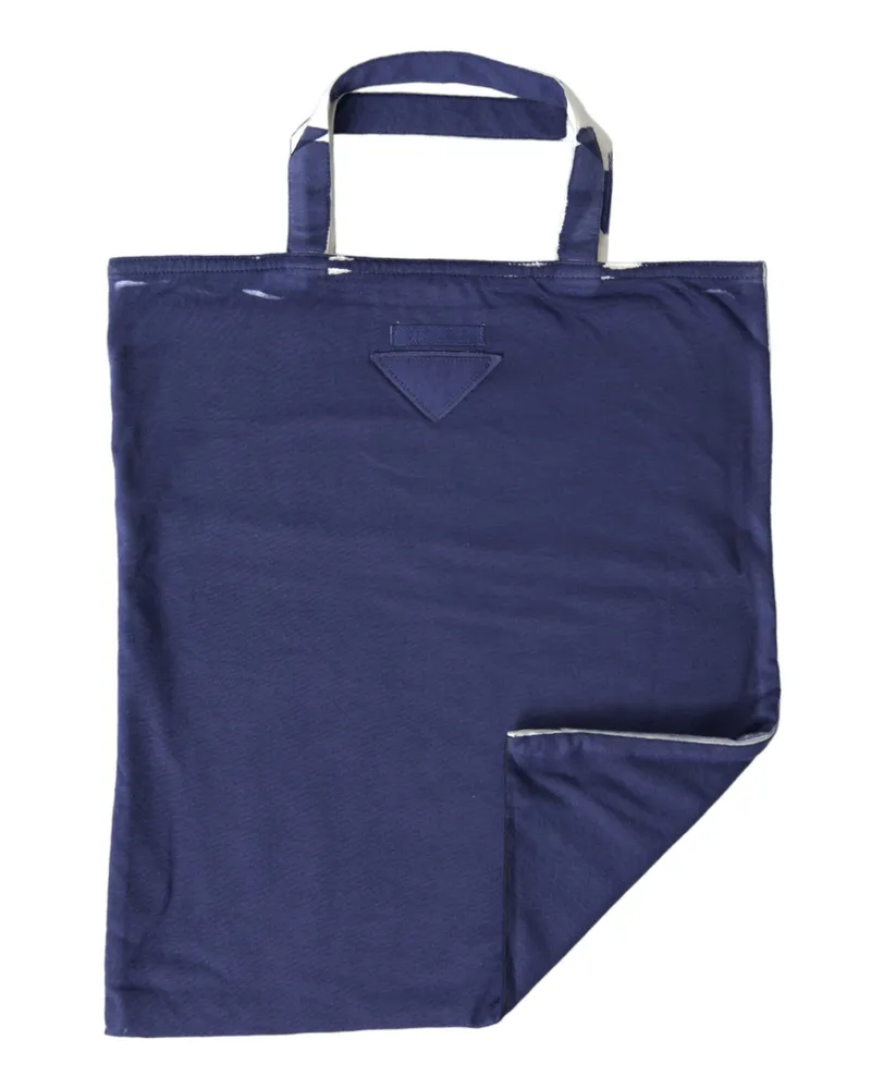 Prada Blaues Jerseystoff-Logo Schulter-Einkaufs-Tote Tasche Blau