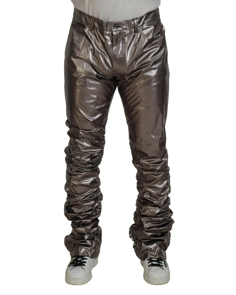 Dolce & Gabbana Geraffte Metallische Hose Grau