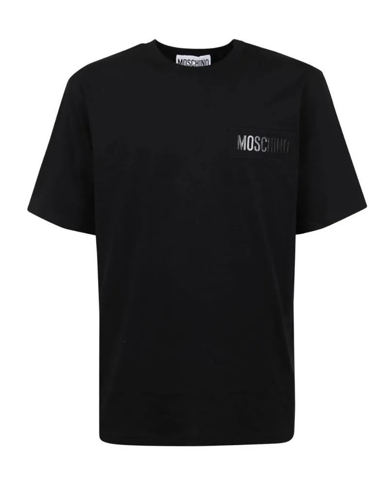 Moschino Schwarzes T-shirt Mit -logo-patch Schwarz