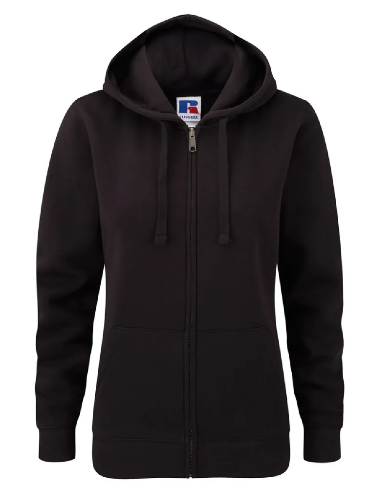 Russell Athletic Russell Ladies Premium Authentic Zipped Hoodie (3-Lagen-Gewebe) (Schwarz Schwarz