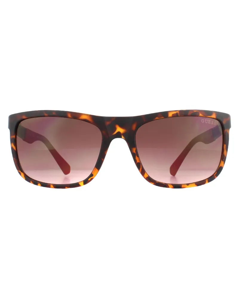 Guess Rectangle Mens Dark Havana Brown Gradient Sonnenbrille Braun