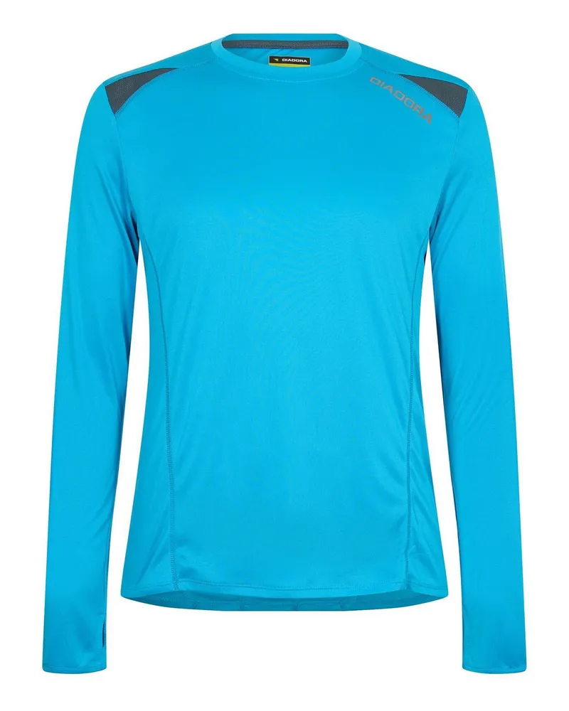Diadora T-Shirt für Herren, Hochleistungsmaterial, Langärmlig (Blau Blau