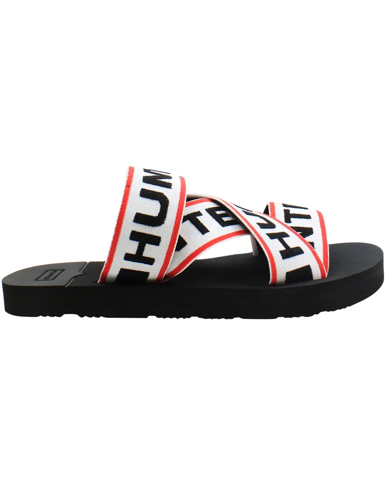 Hunter Elastische Crossover Logo Damen Weiße Zehentrenner Weiß