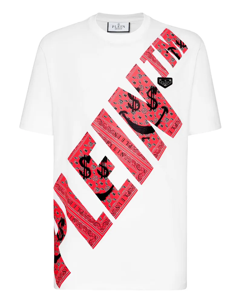 Philipp Plein T-Shirt Round Neck Ss Keep $Miling Weiß