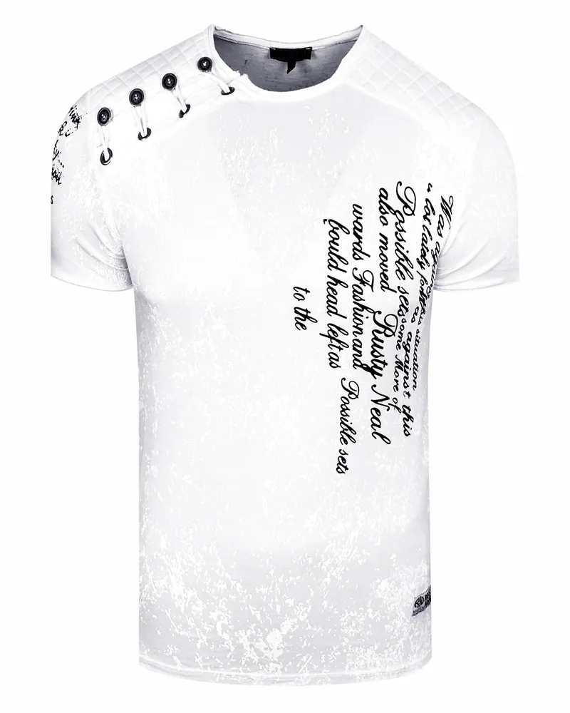 Rusty Neal Acid Washed T-Shirt mit Prints Weiß
