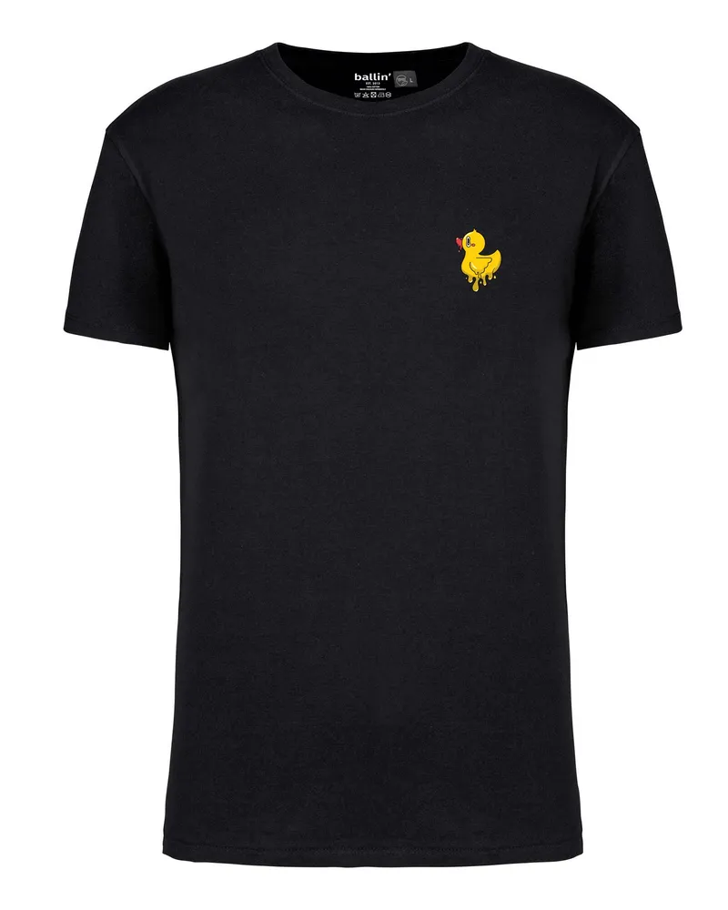 Ballin Herren-T-Shirt von der Marke  Est. 2013. Die Shirts von Ballin Est. 2013 sind aus 100% Bio-Baumwolle gefertigt und haben eine normale Passform. Die weiche Baumwolle sorgt für hohen Tragekomfort.  Marke: Ballin Est. 2013Modellname: Backprint Duck ShirtKategorie: Herren-T-ShirtMaterialien: Bio-BaumwolleFarbe: schwarz Schwarz