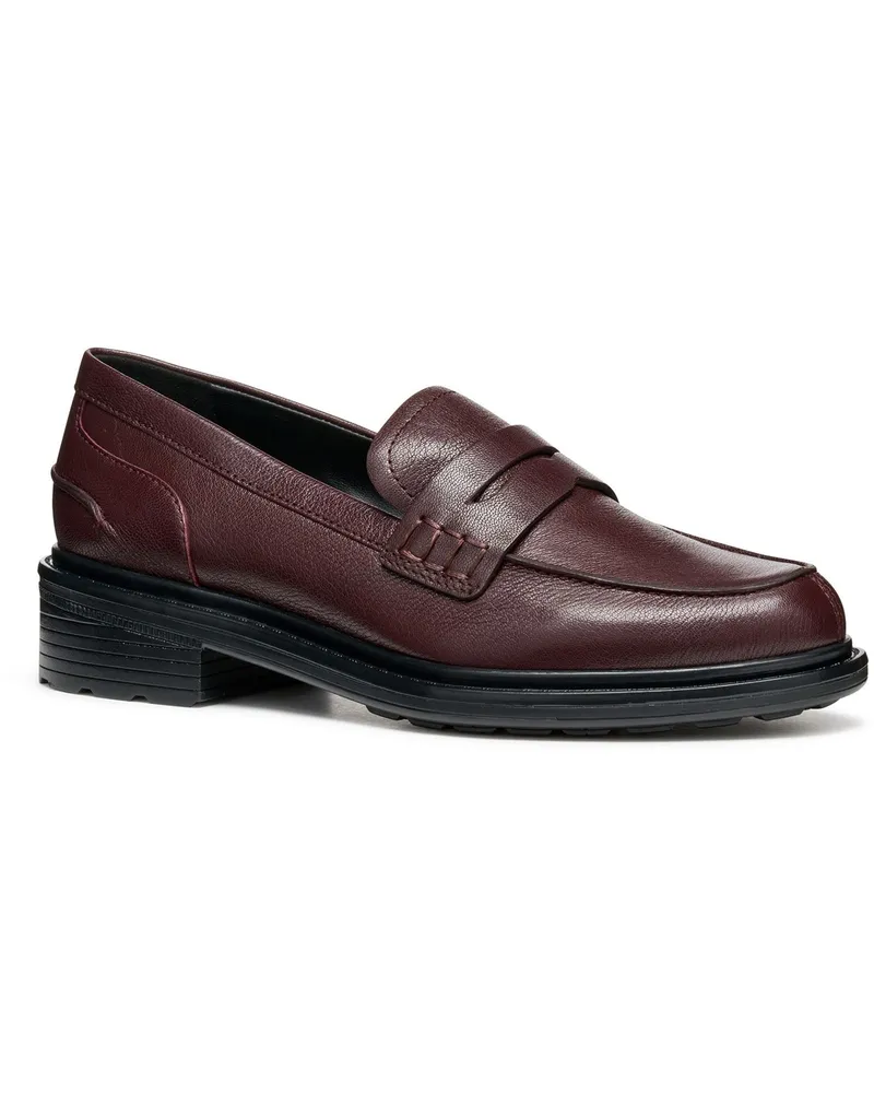 Geox D Walk Pleasure F Leder Damen Wein Mokassins Schuhe Weinrot