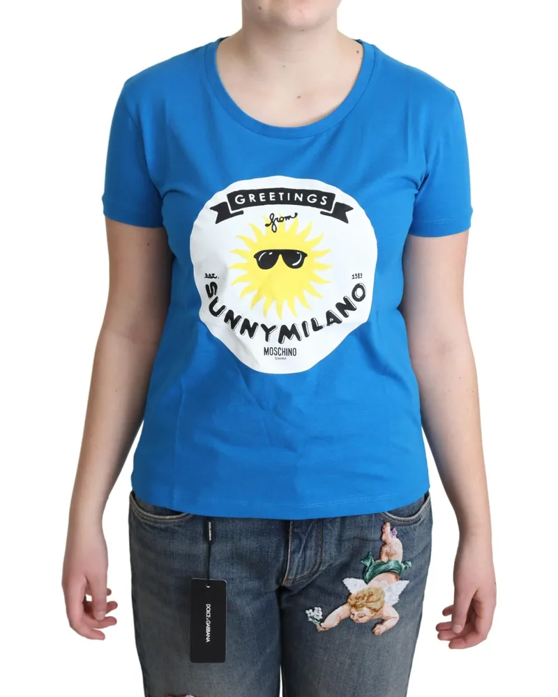 Moschino Sunny Milano Grafik T-Shirt Himmelblau