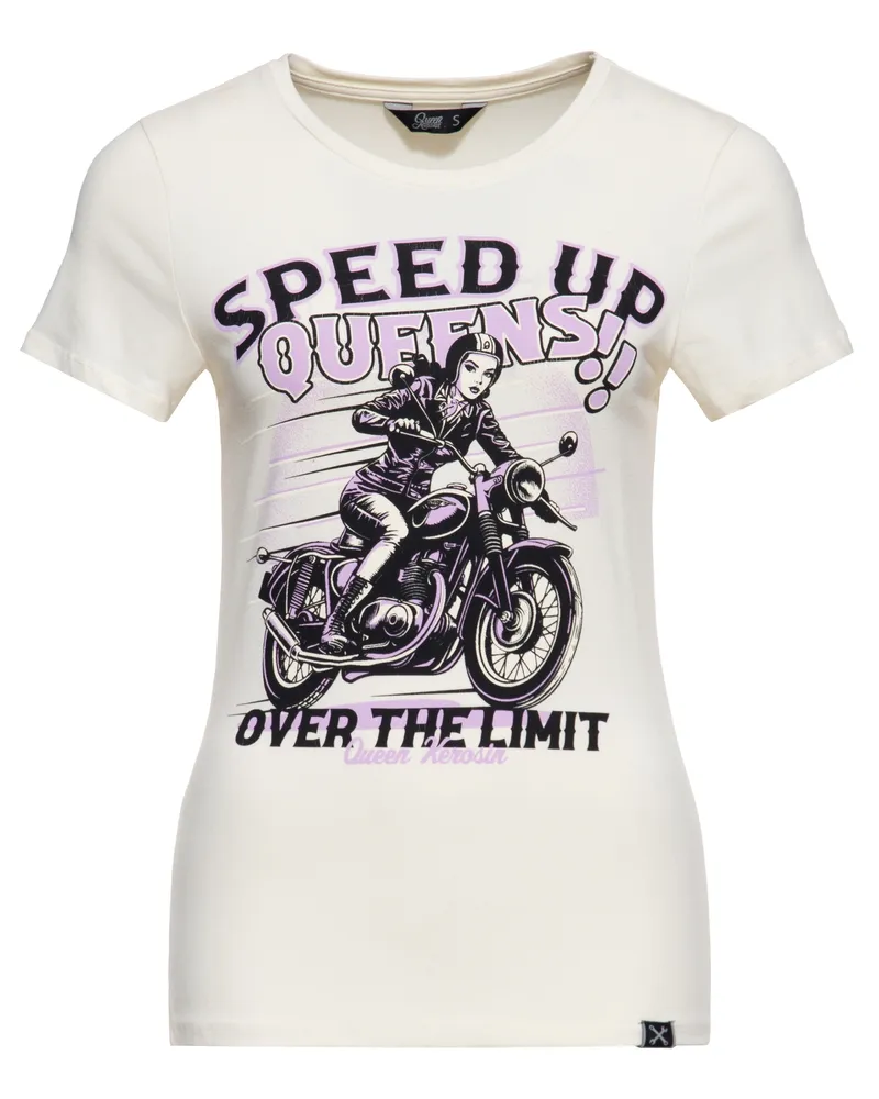 Queen Kerosin Damen T-Shirt Speed Up Queens Wollweiß