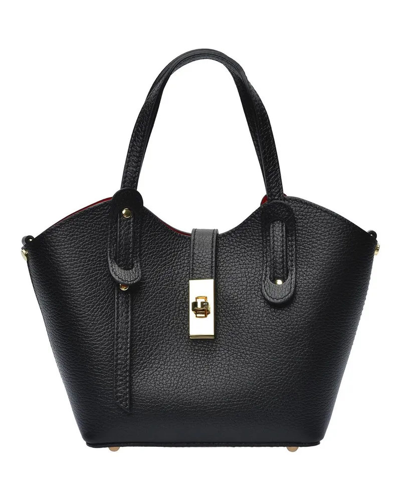 Anna Luchini Schwarz Rindsledertasche Schwarz