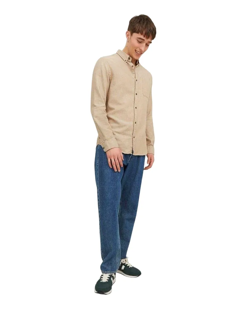Jack & Jones Jack And Jones - Button-Down-Hemd für Herren, Regulär (Haferflocken Creme