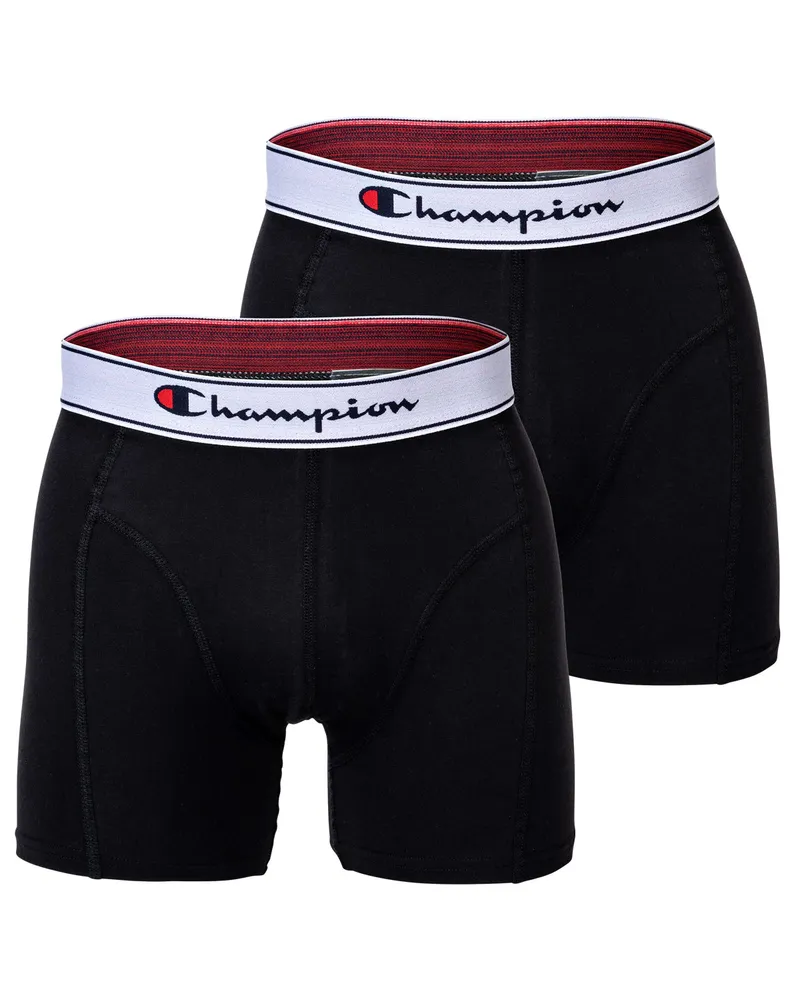 Champion Boxershorts 2er Pack Baumwolle Logobund Schwarz