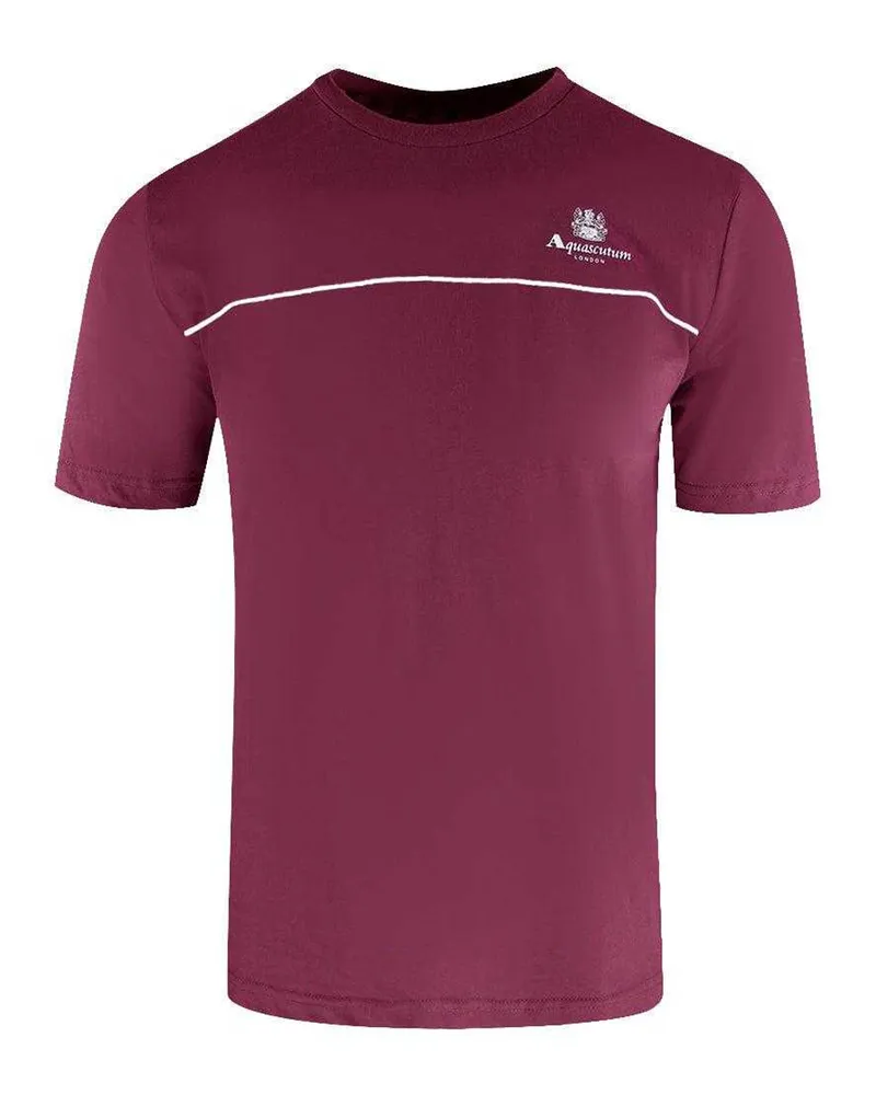 Aquascutum Herren T-Shirt mit Piping-Detail (Rot Rot
