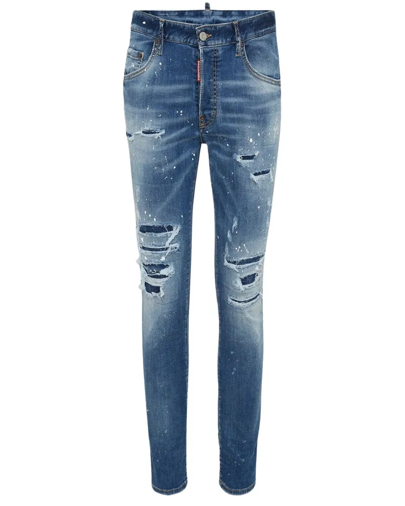 Dsquared2 Skater Jeans Mit Destroyed Paint Effect, Blau Blau