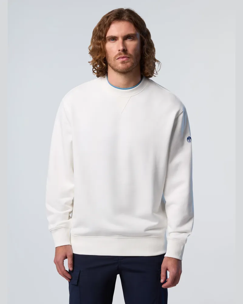 North Sails Sweatshirt Seitliche Rippen Weiß