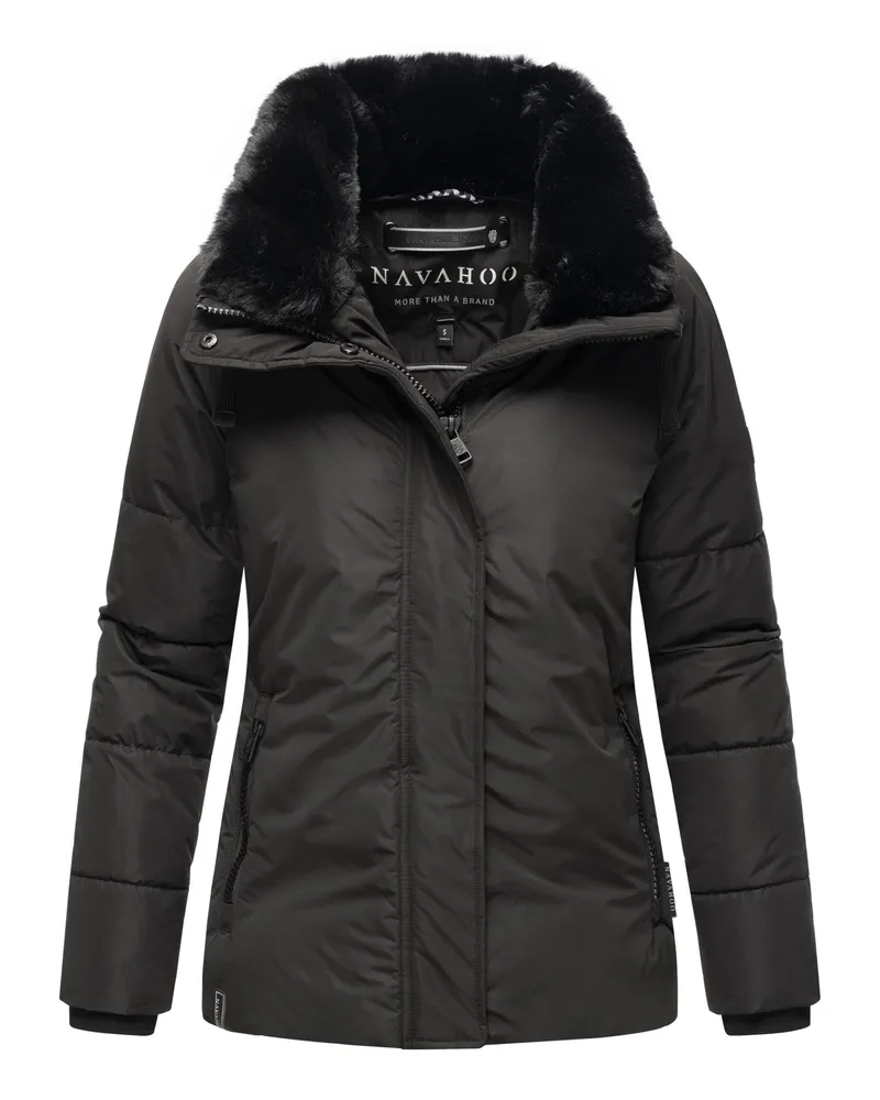NAVAHOO Frostii Damen-Winterjacke, leicht und kuschelig - Schwarz Schwarz