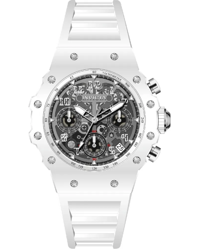 Invicta Racing 69619 Herrenuhr, Quarzwerk, Acrylgehäuse, 40 mm - Weiß Weiß