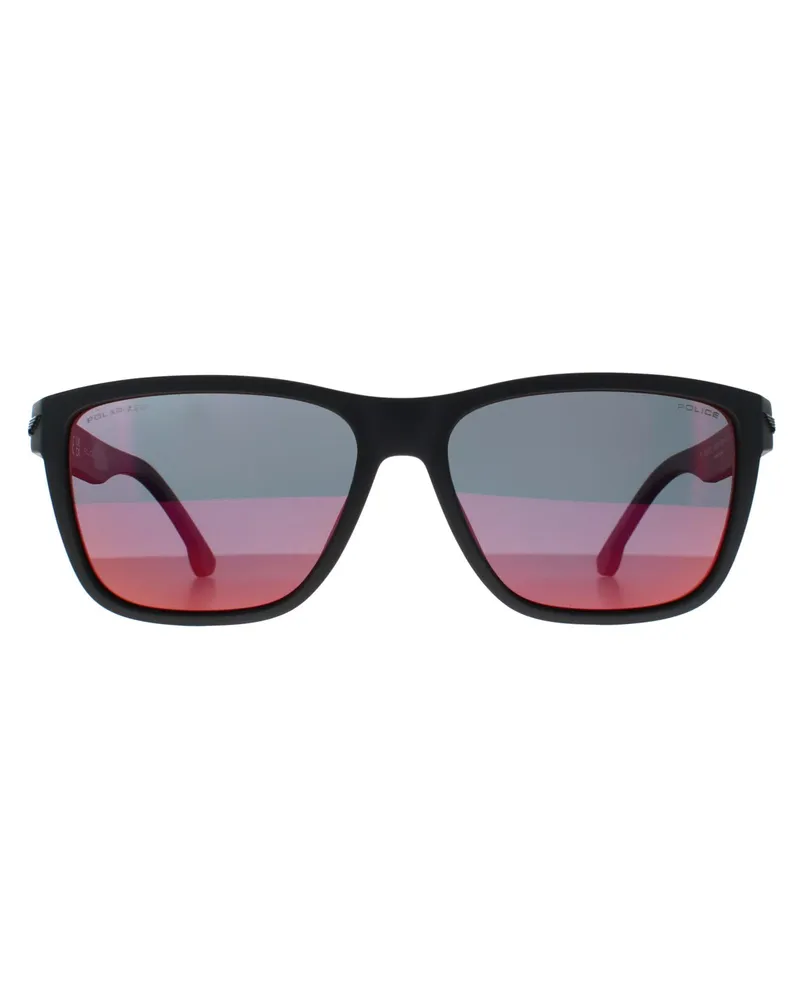 Police Rectangle Mens Matte Grey Multilayer Red Polarized SPLB38E Tailwind 3 Grau