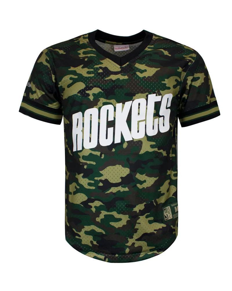 Mitchell & Ness NBA Houston Rockets Herren Camo Mesh T-Shirt Grün