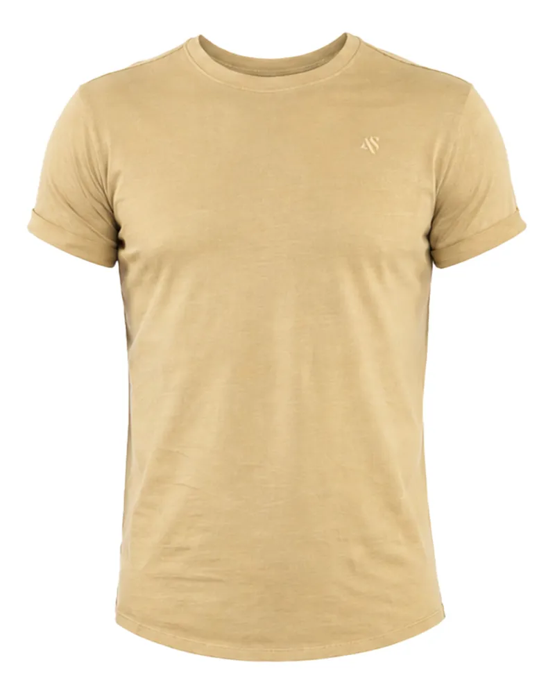 Alessandro Salvarini Herren T-Shirt AS-318 – 100% Baumwolle, Rundhals, weiches Material Beige
