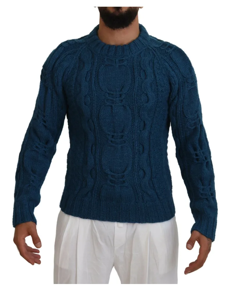 Dolce & Gabbana Türkisfarbener Strukturstrickpullover Petrol