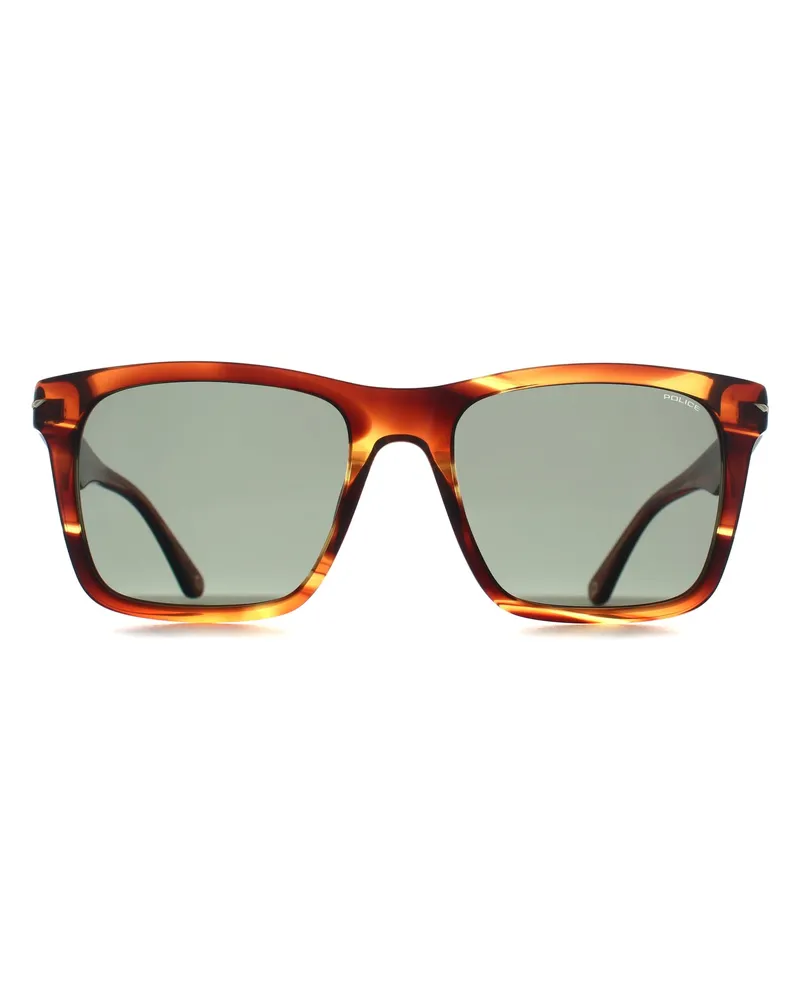Police SPLN35 Champ 9 09N3 glänzend gestreift braun grün Sonnenbrille Braun