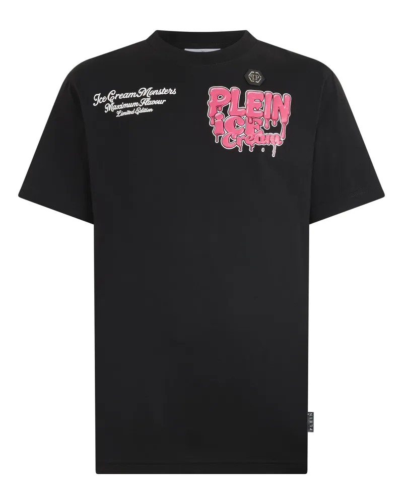 Philipp Plein Round Neck T-Shirt Gelato Monsters Schwarz