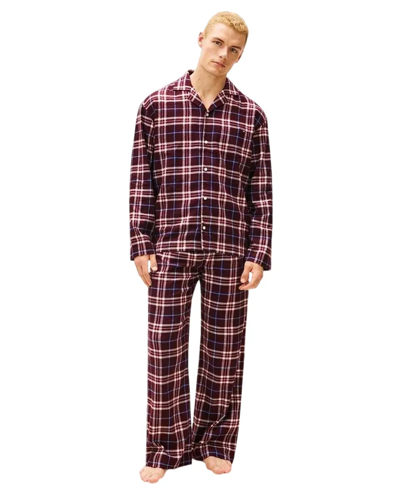 Tommy Hilfiger Schlafanzug mit langer Hose für Herren (Burgunderrot Bordeaux