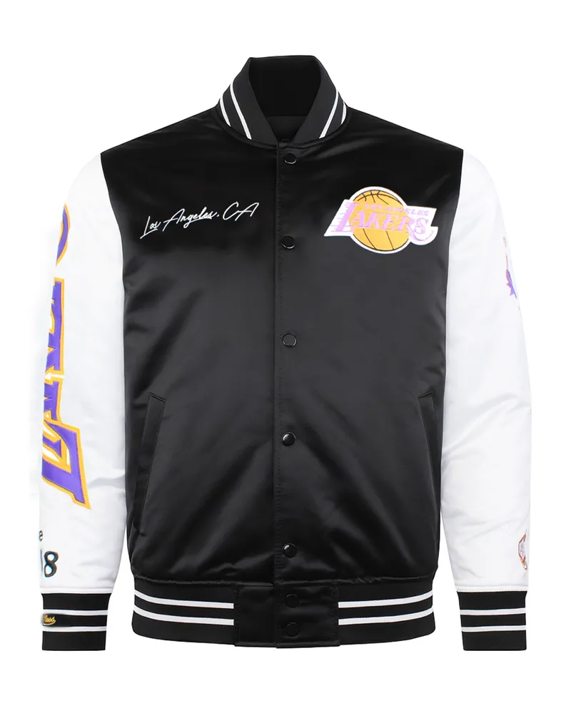 Mitchell & Ness NBA Los Angeles Lakers Herren Satin Bomberjacke Schwarz