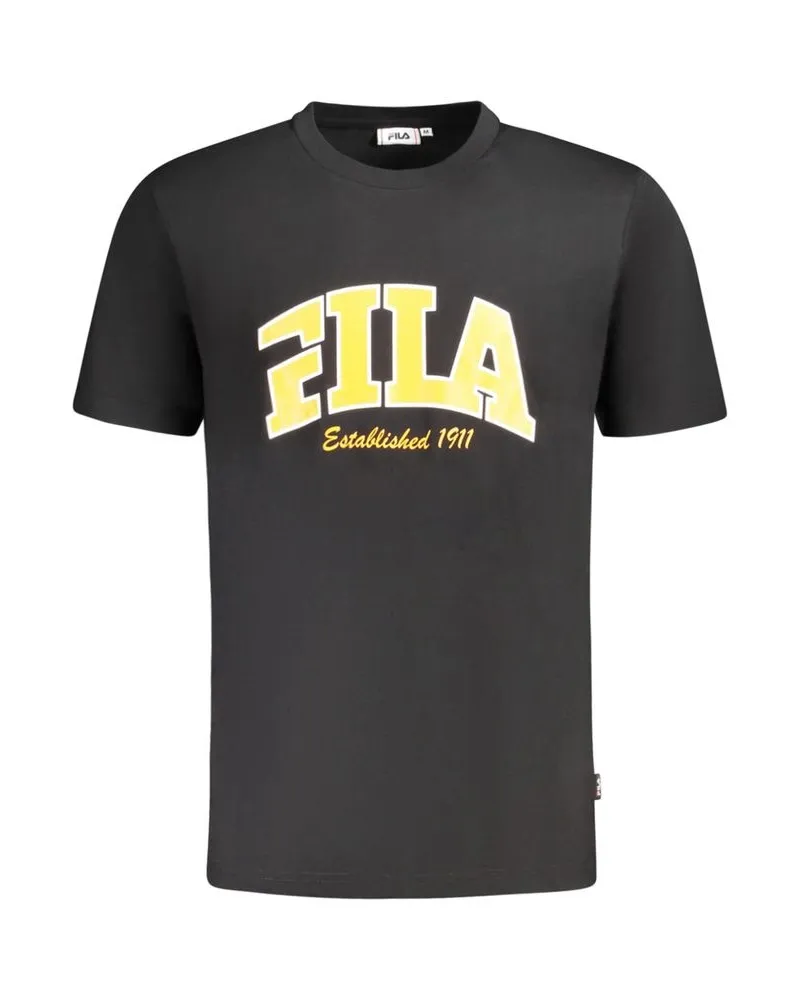 Fila Arch-Logo-T-Shirt mit kurzem Arm und Rundhals - Schwarz Schwarz