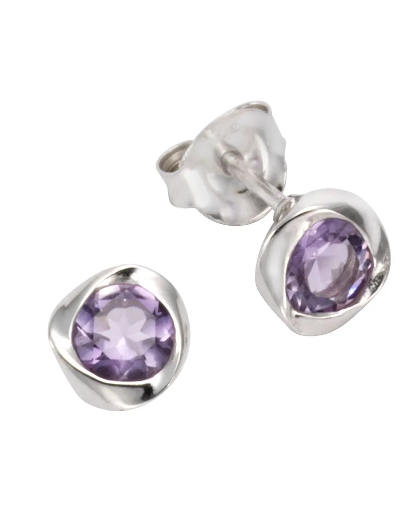ZEEme Gemstones Ohrringe Silber 925 rhodiniert mit echtem Amethyst Silber