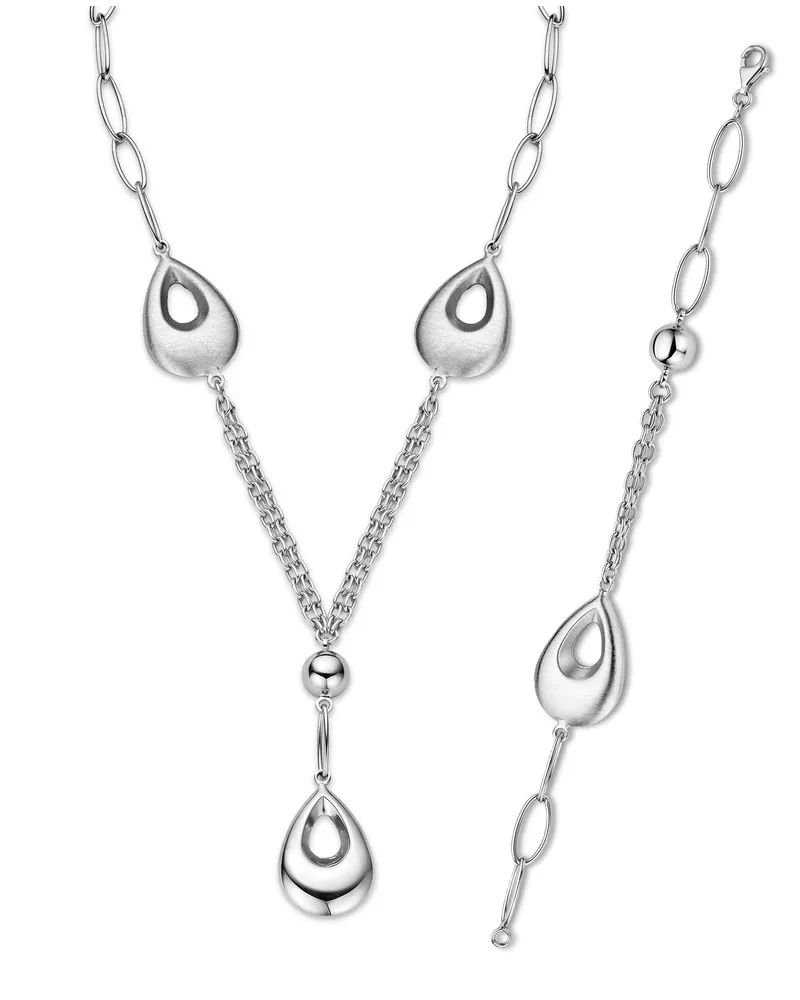 Orphelia Damen 925 Sterling Silber Set: Kette + Armband - Silber SET-028 Silber