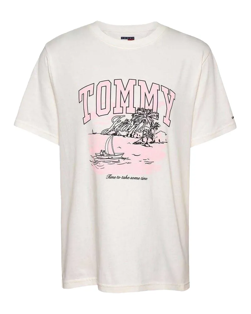 Tommy Hilfiger T-Shirt für Damen, Regulär (Ecru Ecru